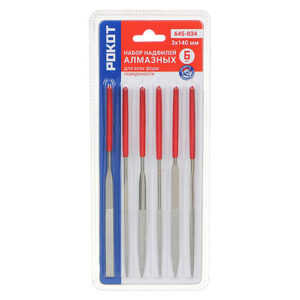 Набор надфилей алмазных 6шт, размер 3*140мм, блистер РОКОТ (1/240)