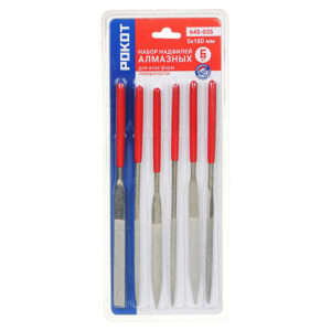 Набор надфилей алмазных 6шт, размер 5*180мм, блистер РОКОТ (1/120)