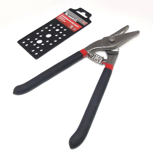 Ножницы по металлу 250 мм, для фигурного реза,рез.4,5см,пружин, обрезин.ручки // MATRIX (1/50)